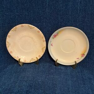 Two Vintage Floral China Saucers With Easels